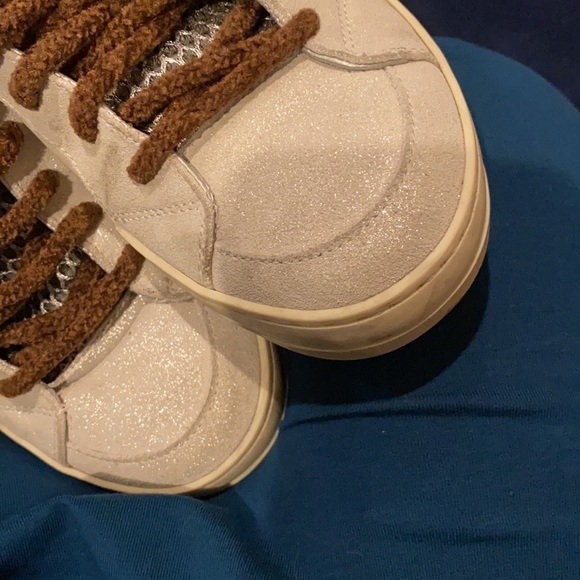 P448 /  Ivory Snake-Print Soft Brown Shoelaces Skate High Top Sneakers 37 7 - Picture 10 of 10